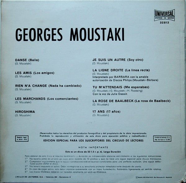 Georges Moustaki : Georges Moustaki (10", Album)