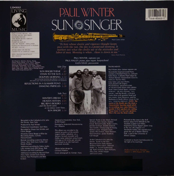 Paul Winter (2) : Sun Singer (LP, Album)
