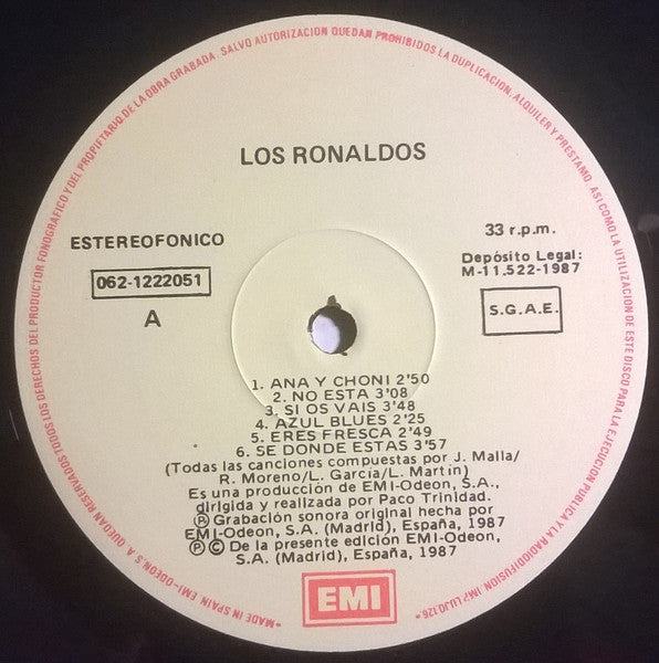Los Ronaldos : Los Ronaldos (LP, Album)