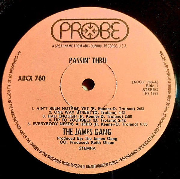James Gang : Passin' Thru (LP, Album)