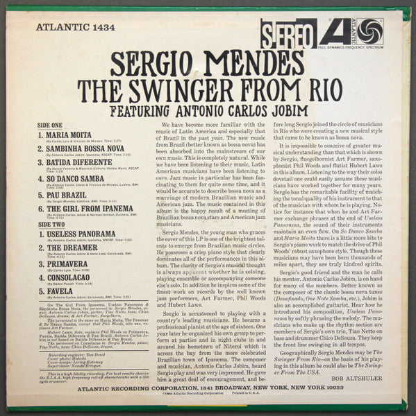 Sérgio Mendes Featuring  Antonio Carlos Jobim : The Swinger From Rio (LP, Album, RP)
