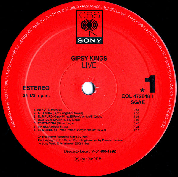 Gipsy Kings : Live (LP, Album)