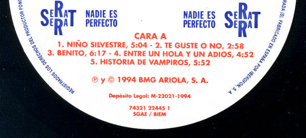 Joan Manuel Serrat : Nadie Es Perfecto (LP, Album)