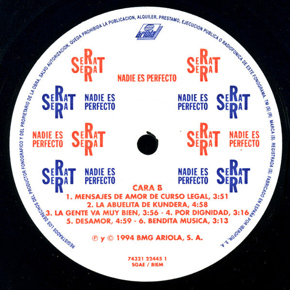 Joan Manuel Serrat : Nadie Es Perfecto (LP, Album)