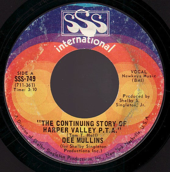 Dee Mullins : The Continuing Story Of Harper Valley P.T.A. (7", Styrene)