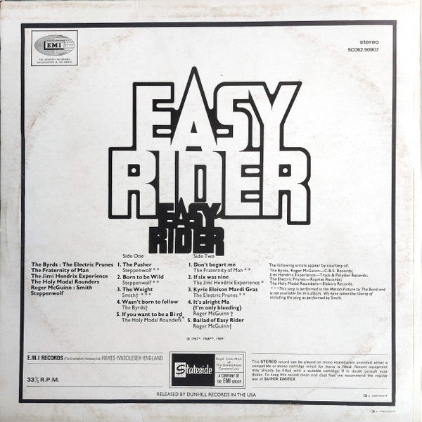 Various : Easy Rider (Songs As Performed In The Motion Picture) (LP, Comp, STE)
