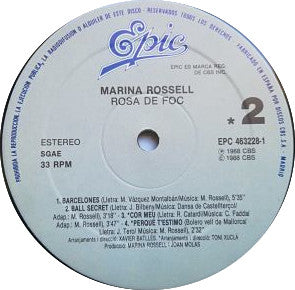 Marina Rossell : Rosa De Foc (LP, Album)