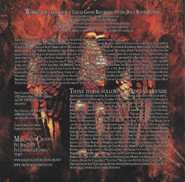 Malevolent Creation : Warkult (CD, Album)
