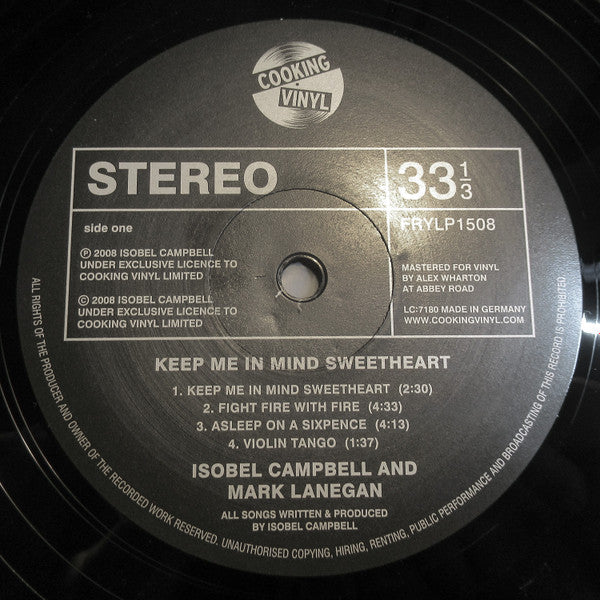 Isobel Campbell & Mark Lanegan : Keep Me In Mind Sweetheart (12", EP, RSD, Ltd, RE, 180)
