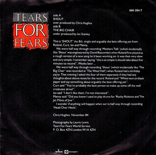 Tears For Fears : Shout (7", EP)