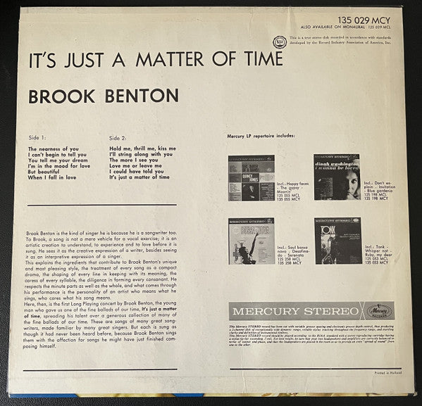 Brook Benton : It's Just a Matter of Time (LP)