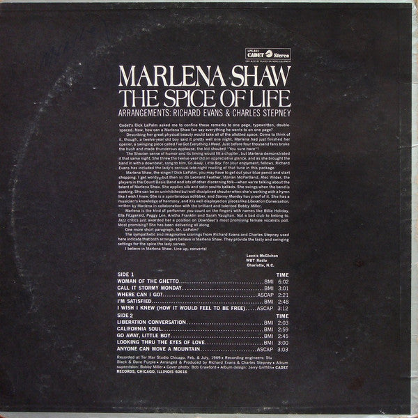 Marlena Shaw : The Spice Of Life (LP, Album, Ind)