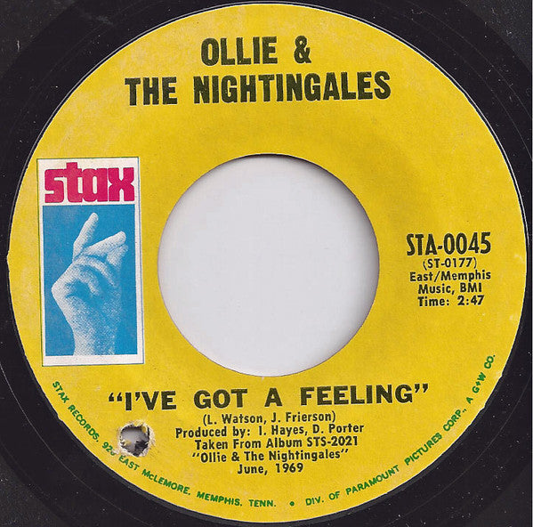 Ollie & The Nightingales : I've Got A Feeling / You'll Never Do Wrong (7")