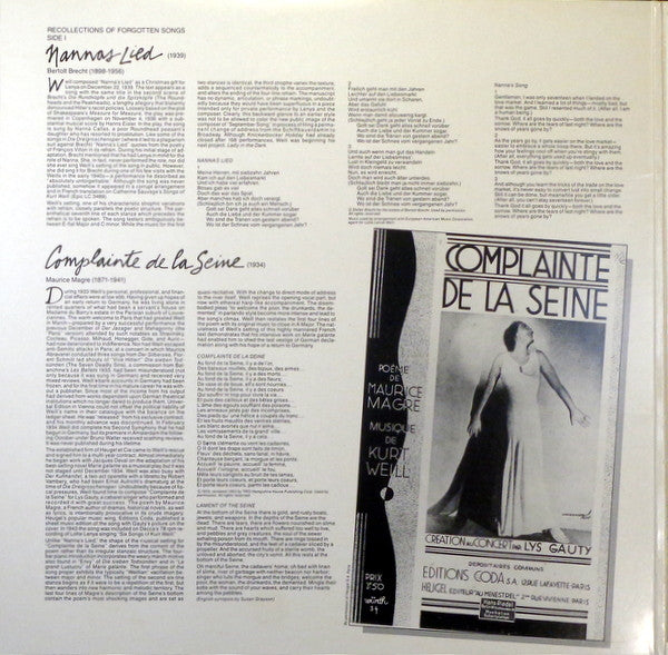 Teresa Stratas, Kurt Weill : The Unknown Kurt Weill (LP, Album)