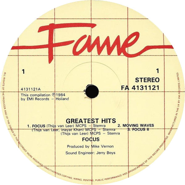 Focus (2) : Greatest Hits Of Focus (LP, Comp)
