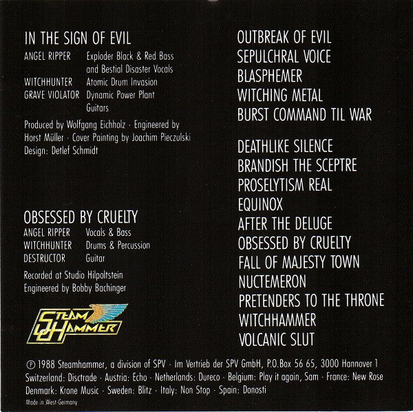 Sodom : In The Sign Of Evil / Obsessed By Cruelty (CD, Comp)