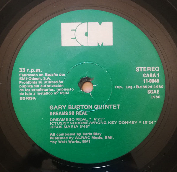 Gary Burton Quintet : Dreams So Real - Music Of Carla Bley (LP, Album, RE)