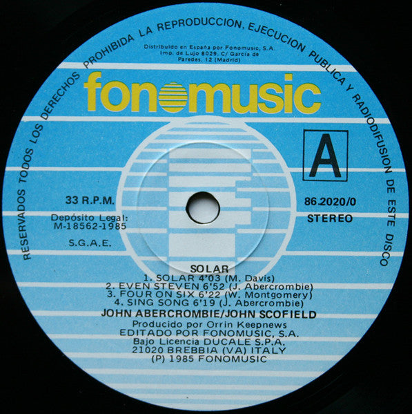 John Scofield & John Abercrombie : Solar (LP, Album)
