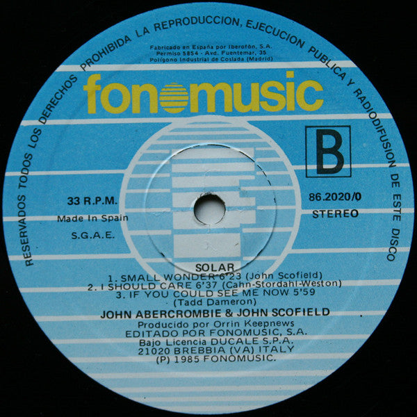 John Scofield & John Abercrombie : Solar (LP, Album)