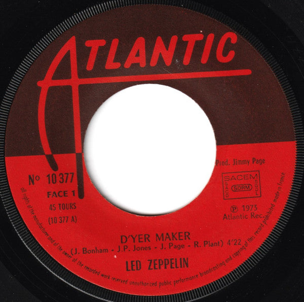 Led Zeppelin : D'yer Mak'er (7", Single)
