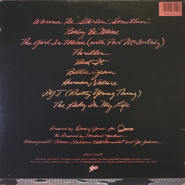 Michael Jackson : Thriller (LP, Album, Wit)