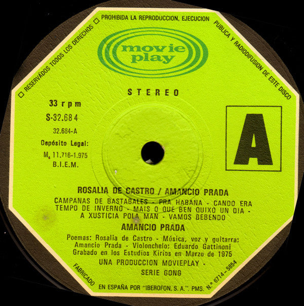 Amancio Prada : Rosalía De Castro / Amancio Prada (LP, Album, Gat)