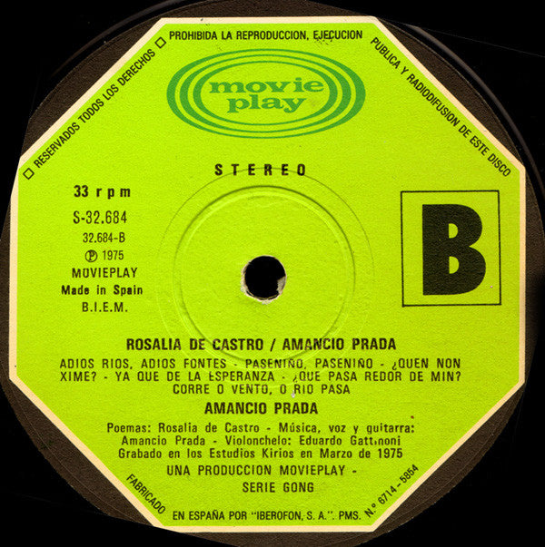 Amancio Prada : Rosalía De Castro / Amancio Prada (LP, Album, Gat)