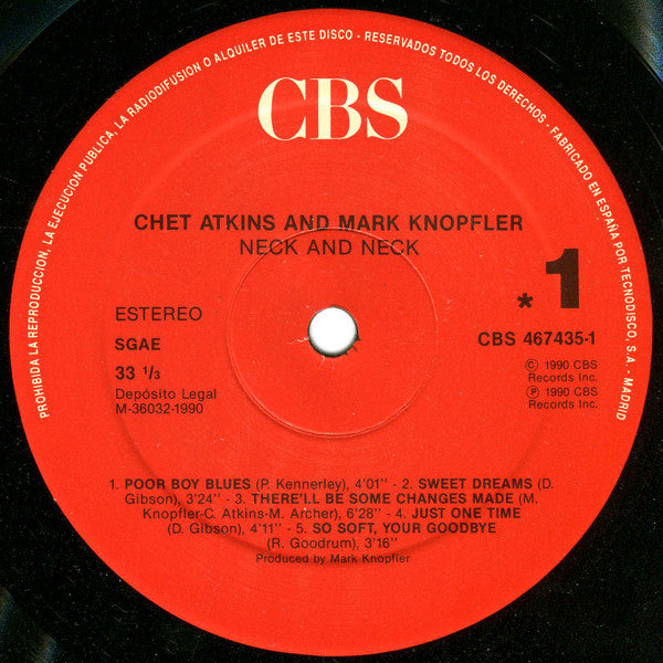 Mark Knopfler And Chet Atkins : Neck And Neck (LP, Album)