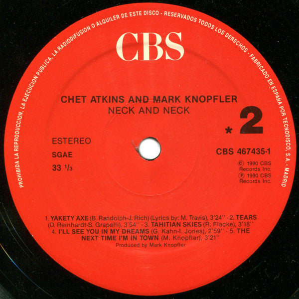 Mark Knopfler And Chet Atkins : Neck And Neck (LP, Album)