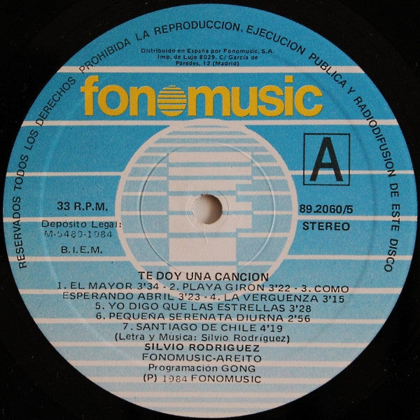 Silvio Rodríguez : Te Doy Una Canción (LP, Album, RE)