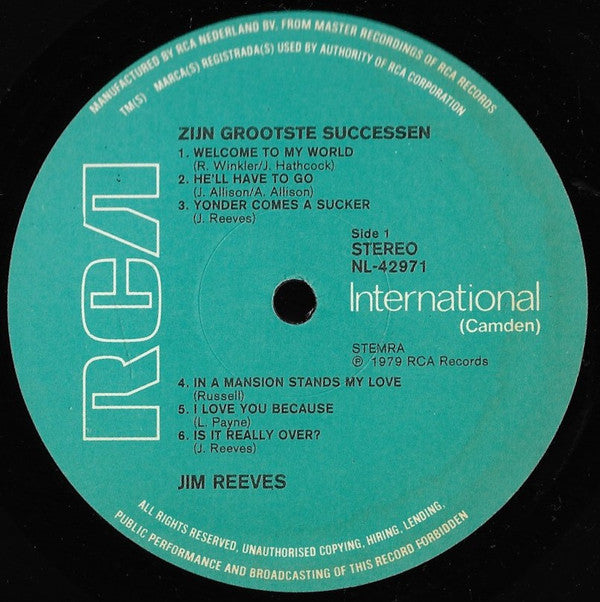 Jim Reeves : Zijn Grootste Successen (2xLP, Comp)