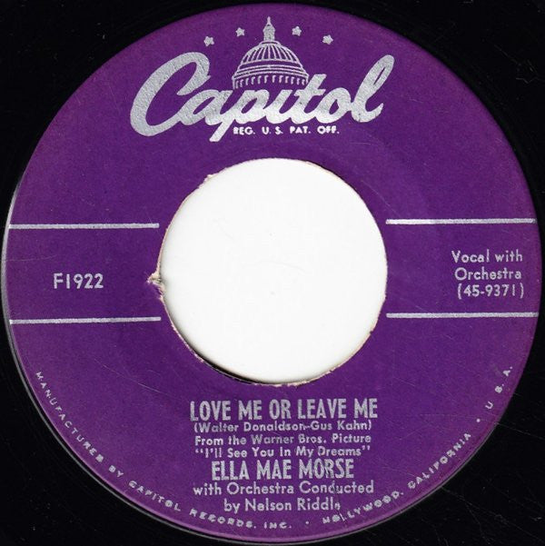 Ella Mae Morse : The Blacksmith Blues / Love Me Or Leave Me (7")