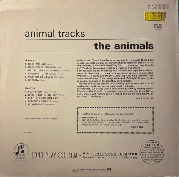The Animals : Animal Tracks (LP, Album, Mono, RE)
