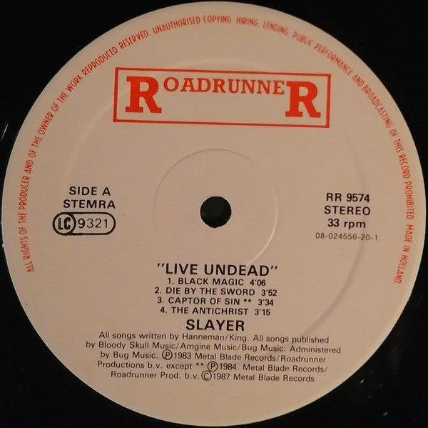 Slayer : Live Undead (12", EP, RE)