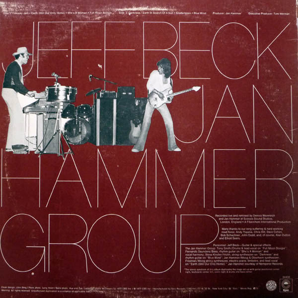 Jeff Beck With The Jan Hammer Group : Live (LP, Album, Ter)
