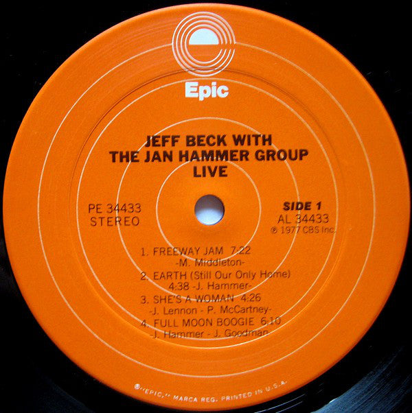 Jeff Beck With The Jan Hammer Group : Live (LP, Album, Ter)