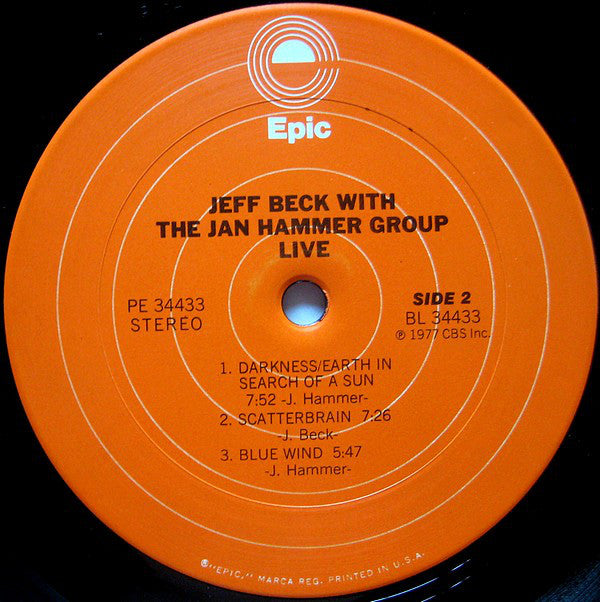 Jeff Beck With The Jan Hammer Group : Live (LP, Album, Ter)