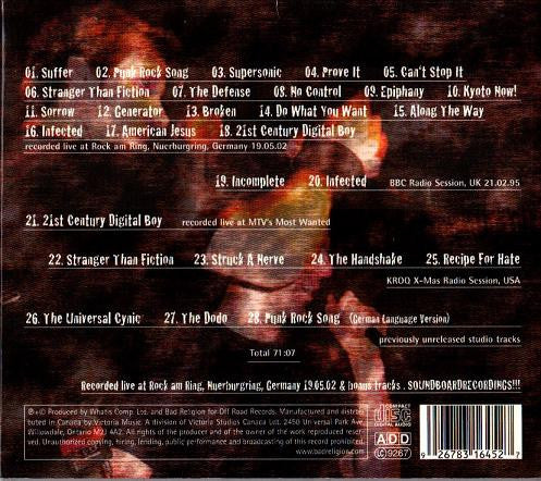 Bad Religion : Punk Rock Am Ring 2002 (CD, Unofficial)