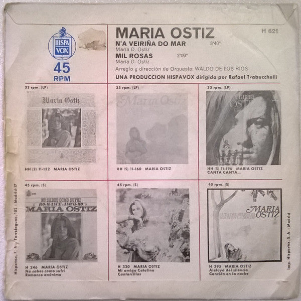 Maria Ostiz : N'a Veiriña Do Mar / Mil Rosas (7", Single)