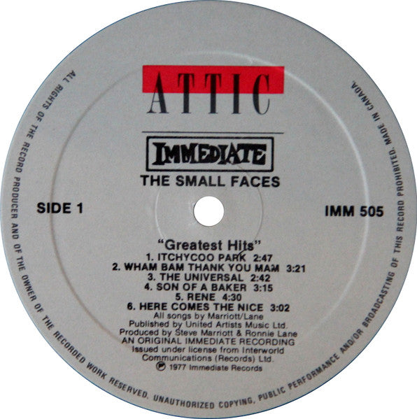 Small Faces : Small Faces' Greatest Hits (LP, Comp)