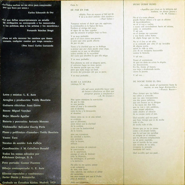 Luis Eduardo Aute : De Par En Par (LP, Album)