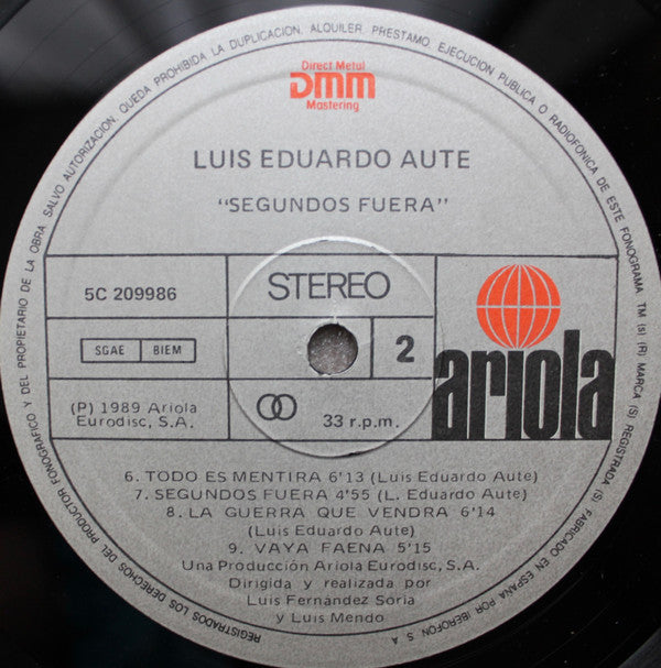 Luis Eduardo Aute : Segundos Fuera (LP, Album)