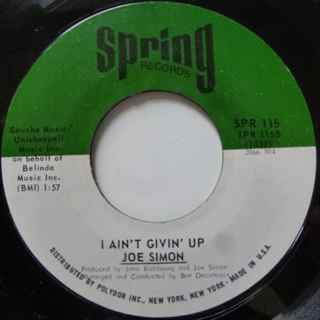 Joe Simon : You're The One For Me / I Ain't Givin' Up (7", Single)