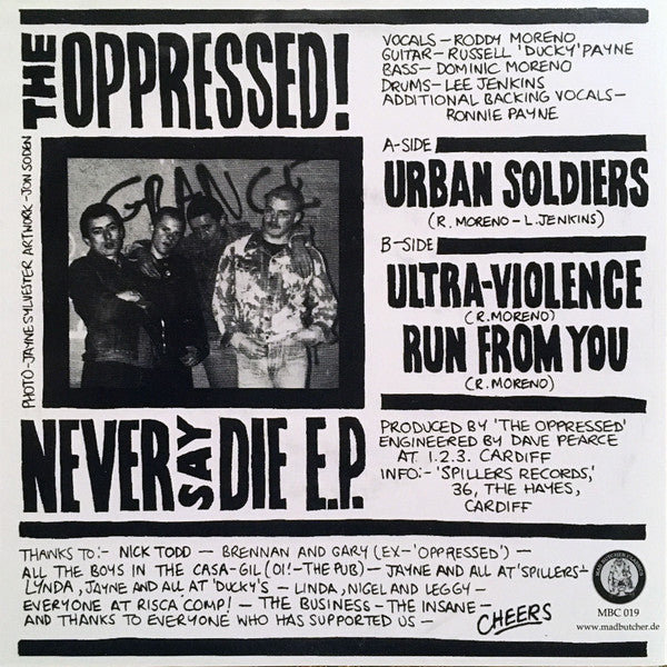 The Oppressed : Never Say Die E.P. (7", EP, RE)
