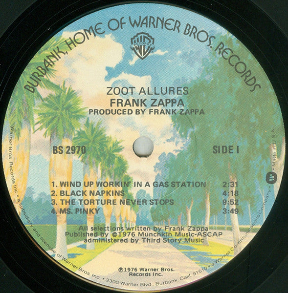 Frank Zappa : Zoot Allures (LP, Album, Jac)