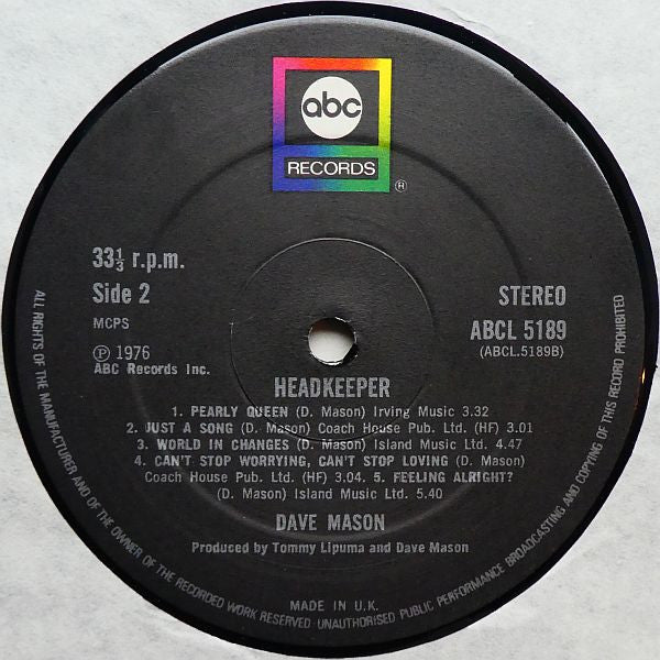 Dave Mason : Headkeeper (LP, Album, RE)