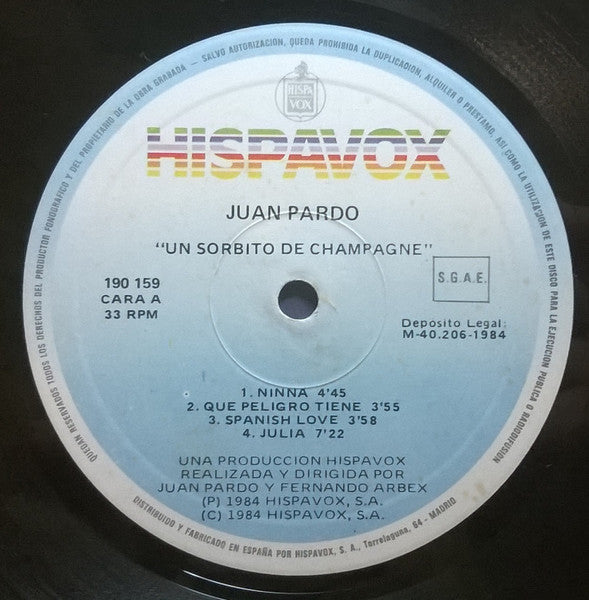 Juan Pardo : Un Sorbito De Champagne (LP, Album)