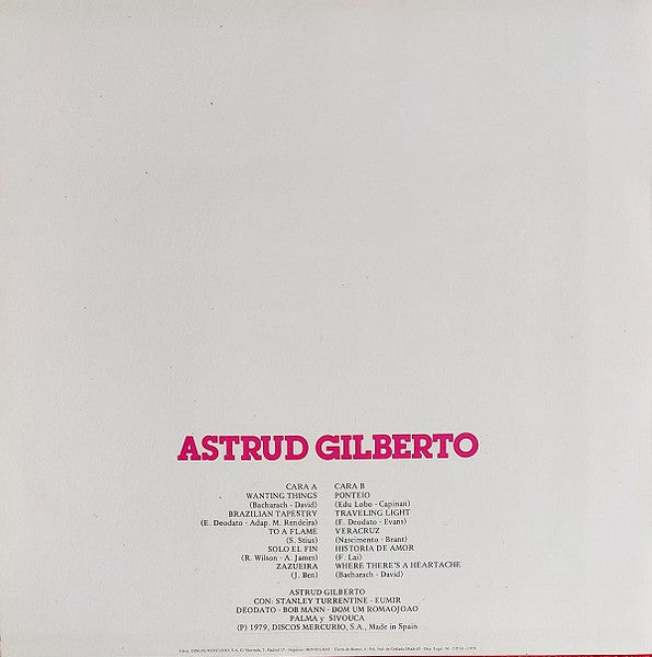 Astrud Gilberto Con: Stanley Turrentine, Eumir Deodato, Bob Mann, Dom Um Romao, João Palma Y Sivuca : Astrud Gilberto (With Turrentine) (LP, Album, RE)