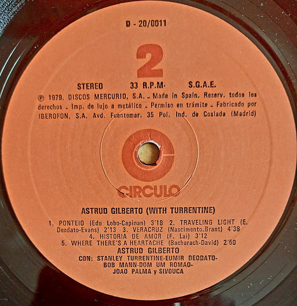 Astrud Gilberto Con: Stanley Turrentine, Eumir Deodato, Bob Mann, Dom Um Romao, João Palma Y Sivuca : Astrud Gilberto (With Turrentine) (LP, Album, RE)