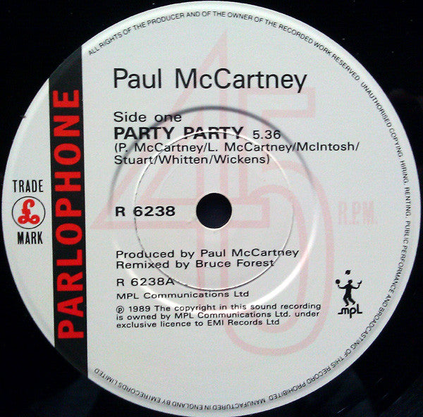 Paul McCartney : Party Party (7", S/Sided, Etch)